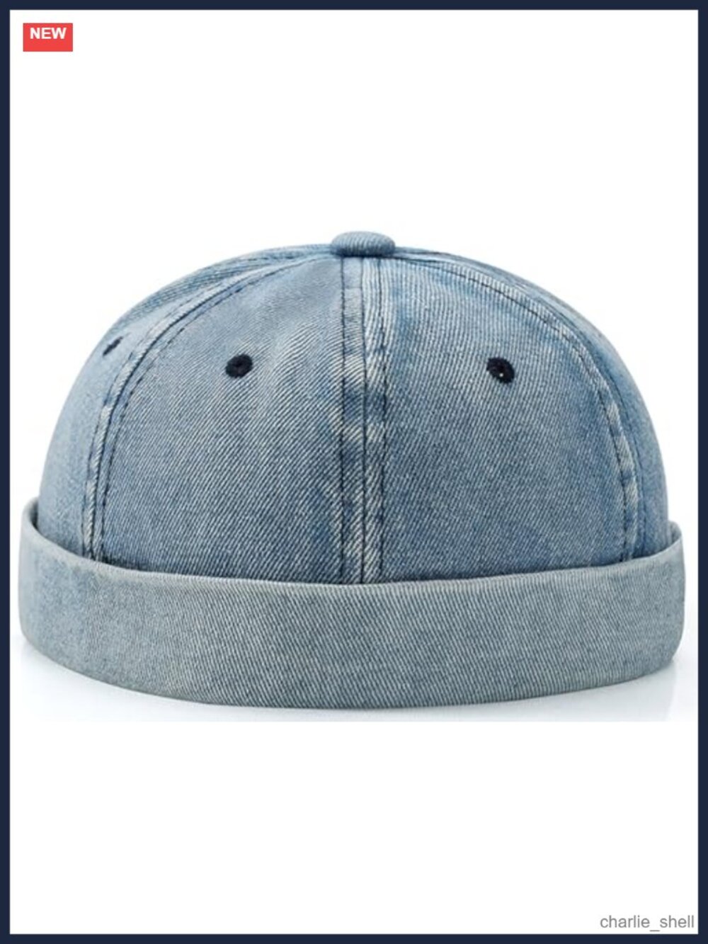 Brimless Dome Hat Denim Sailor Beanie Vintage Docker Cap Foldable